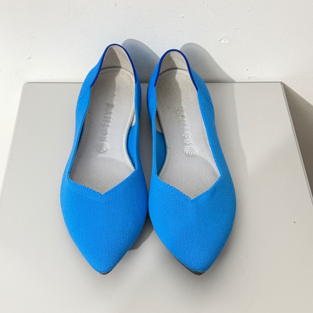 Rothy's The Point Flats Women's Size 13 Peacock Blue Pointed Toe Knit Shoes